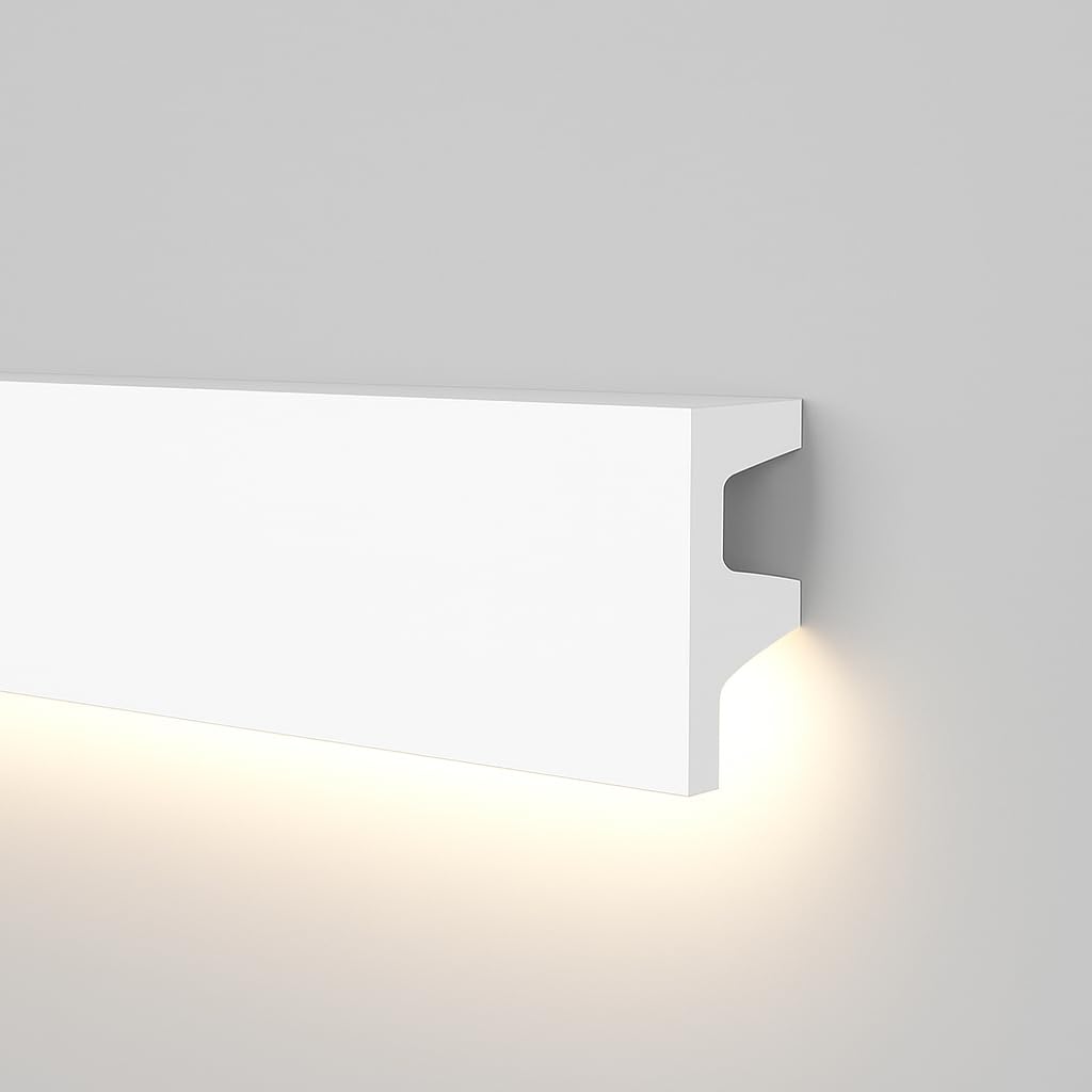 Profilo Per Strisce LED Soffitto - 2 Pezzi 100x6,2x2,5 Cm, Duropolimero Verniciabile, Per Illuminazione Indiretta - Foto 5
