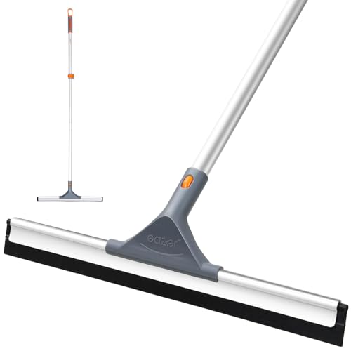 Eazer Floor Squeegee Mop: Heavy Duty Scrubber with Extendable 130CM/51IN Aluminum Pole and 44CM/17.3IN Rubber Squeegee for Wet Room, Kitchen, Swimming Pool, Shower, Tiles, Pet Hair Removal