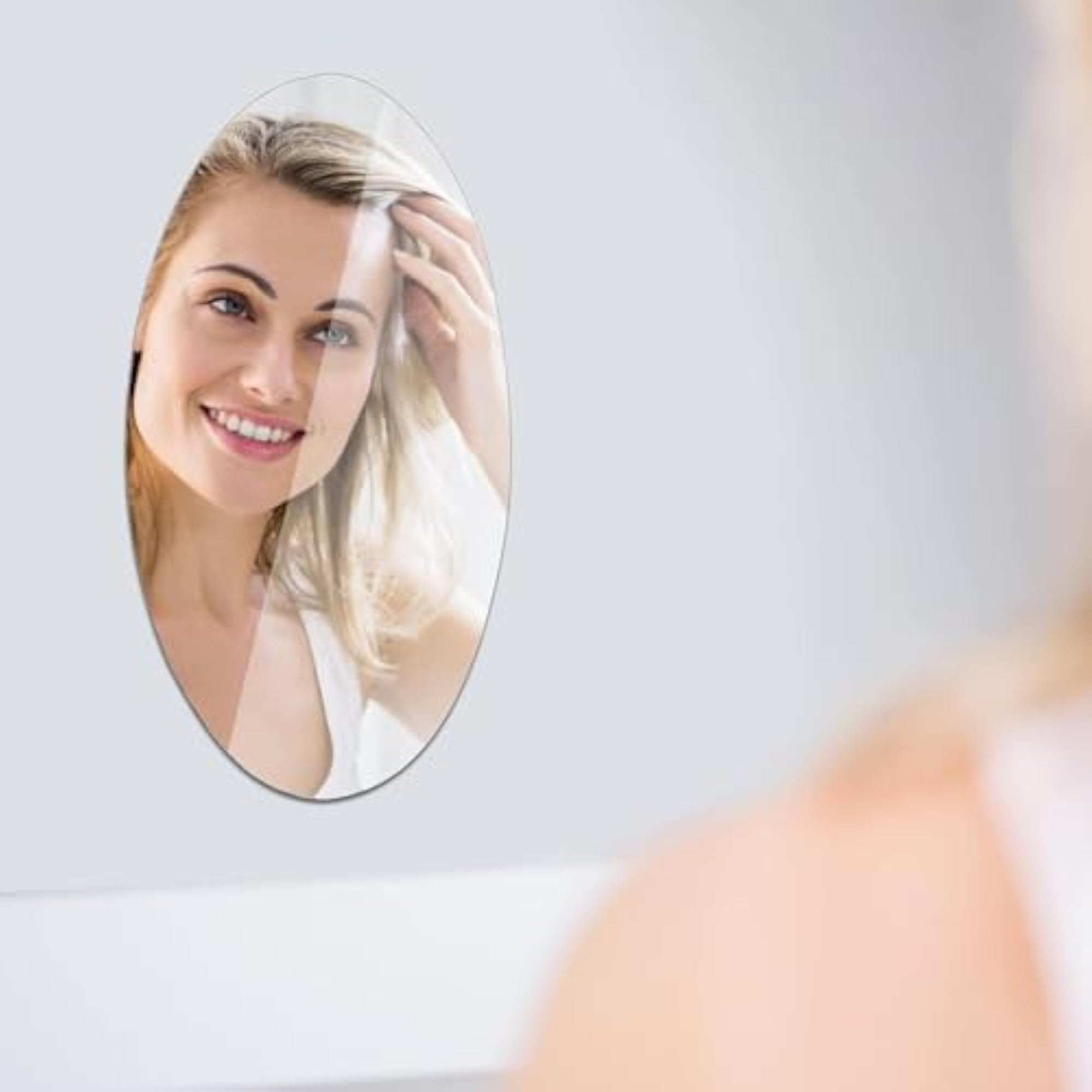 Plastic Oval Shape Self Adhesive Mirror Sticker for Wall