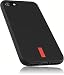 Produktbild mumbi Hülle kompatibel mit iPhone SE 2022 / SE 2020 / 7 / 8 Handy Case Handyhülle, schwarz mit rotem Streifen