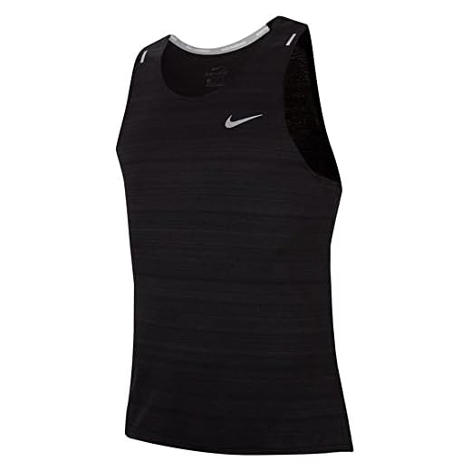 Nike M NK DF Miler Tank Vest, Black/Reflective Silv, 4XL Mens