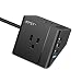 KPSTEK Small Flat Plug Power Strip with 3 USB Ports, 2-Outlet Desktop Charging Station (1875W) with 5ft Extension Cord for Travel, Cruise Ship, Dorm Room, Home and Office, Black - KS2312