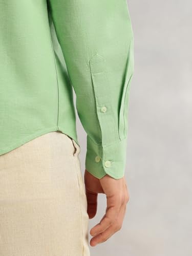 Image of Thomas Scott Men's | Solid | Premium Linen Blend | Spread Collar | Summer Wear | Long Sleeve | Shirts for Men