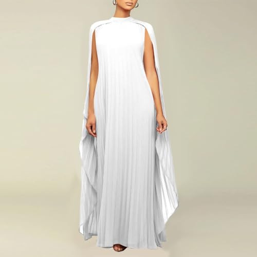 Women's Solid Color Chiffon Long Skirt Pleated Dress3