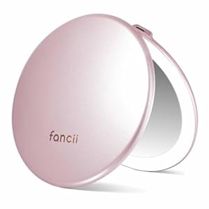Fancii Taylor LED Lighted Travel Makeup Mirror, Rechargeable with 10x/1x Magnifying & 3 Light Settings – Compact, Portable, Large 5” Wide Hand Mirror for Handbag and Purses (Rose Gold)