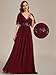 Ever-Pretty Women's Chiffon V-Neck Mother of Bride Dresses A-Line Ruched Short Sleeves Appliques Bridesmaid Dress Formal Gown Burgundy US16