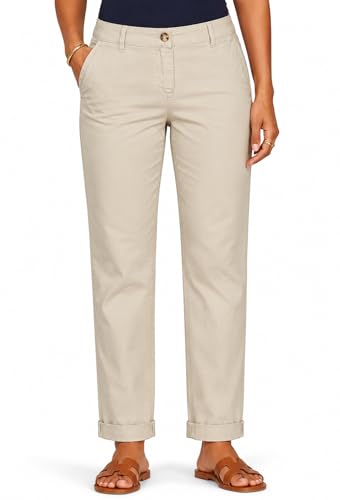Image of Ex Famous Store Chino Trousers for Women UK, Summer Women's Clothing Ankle Grazer Ladies Trousers Stretch Womens Pants Cotton Rich Pants for Women Beige