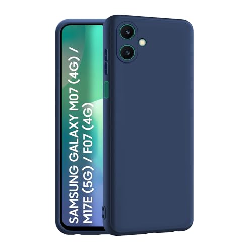 Image of CEDO Back Cover for Samsung Galaxy M07 (4G) / M17e (5G) / F07 (4G) | Camera Bump Protection & Inner Velvet Fabric Lining | Ultra Slim Matte Soft Rubberised Case Cover (Blue)