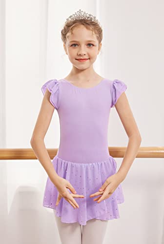 Image of Arshiner Girls Ruffle Sleeve Ballet Dance Dress Tutu Skirted Leotard