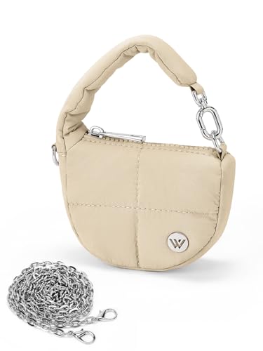WESTBRONCO Puffer Crossbody bags for Women, Super Mini Coin Pouch Nylon Quilted Wristlet Purses for Women
