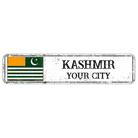 Kashmir Beer Tin Metal Sign Patriotic Flag Customized City Tin Metal Sign Rustic Chic Barks & Grill Iron Painting Sign Decoration for Party Graduation Birthday Garden 4x18in Cover