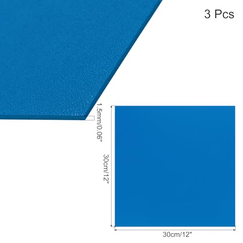 Image of ABS Plastic Sheet 12 x 12 Inch,Flexible Plastic Sheets 1 /16 Inch Thick Thermoplastic Sheet with Leather Texture Dark Blue for DIY Crafts Decors 3Pcs
