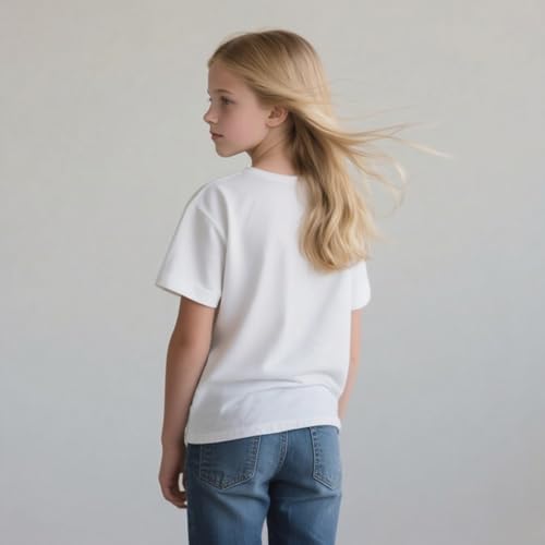 5-12 Years Girls Dropped Shoulders Sleeve T Shirts Kids Summer Crewneck Tees3