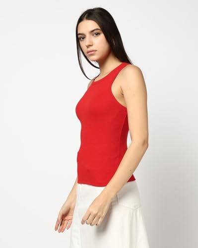 Image of Gap Women Slim Fit Sleeveless Round Neck Blouse