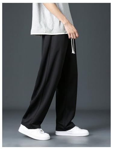 SHENHE Men's Casual Straight Leg Open Bottom Sweatpants Loose Lounge Sweat Pants with Pockets4