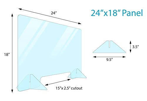 Portable Plexiglass Sneeze Guard Shield for Counter Cashier Protection 24x18