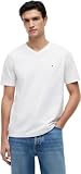 Tommy Hilfiger T Shirt Manches Courtes Homme Essential Tee avec Col en V, Blanc (White), XL