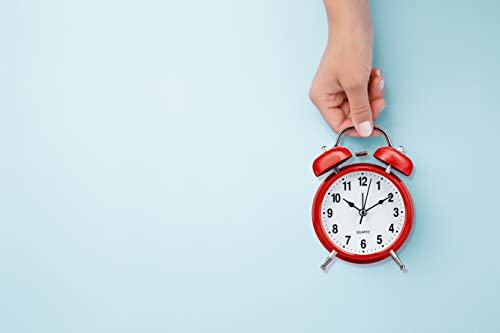 Bernhard Products Analog Alarm Clock 4" Twin Bell Vintage Red Silent Non-Ticking Quartz Battery Operated Extra Loud With Backlight For Bedside Table Desk, Retro Clocks Old Fashioned For Heavy Sleepers #TOP1