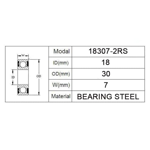 Roulement 18307-2RS pour moyeu de vélo dimensions 18x30x7 mm - 5