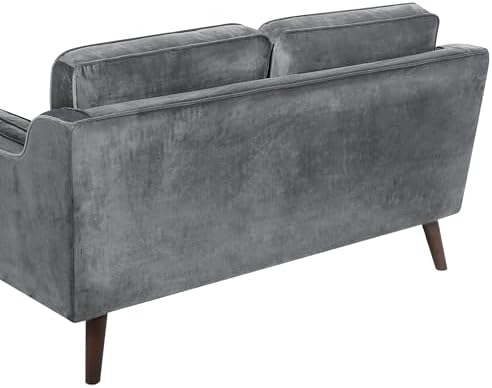 Modern 2 Seater Sofa Upholstered Velvet Solid Oak Wood Legs Grey Lokka