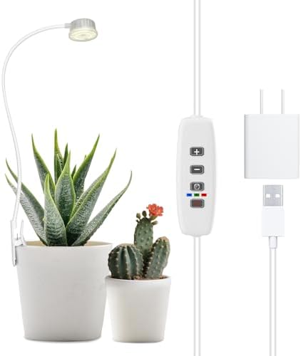 LED Grow Light for Indoor Plants, Full Spectrum Clip On Plant Growing Lamp, Plant Lamp with Adjustable Gooseneck and 10 Level Brightness Dimmable 3/9/12 hrs Auto On/Off Timer (1 Pack)