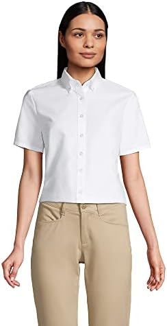 Lands' End School Uniform Women's Short Sleeve Oxford Dress Shirt 10 White