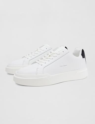 Calvin Klein Baskets Cupsole Homme Chunky Laceup en Cuir, Blanc (Bright White/Black), 40
