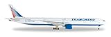 Originalgetreu Herpa 527507 - Flugzeug, Transaero Boeing 777-300, weiß/blau/rot