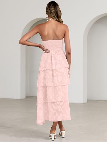 Image of Simplee Womens Summer Strapless Maxi Dress 2026 Boho Floral Off Shoulder Wedding Guest Dresses Tiered Beach Long Sundress