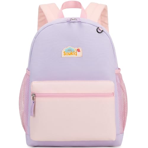 Girls Backpack for Kindergarten Childrens 15 inch Backpack for School Kids Bookbag for Girls 4-6 (Purple and Pink)