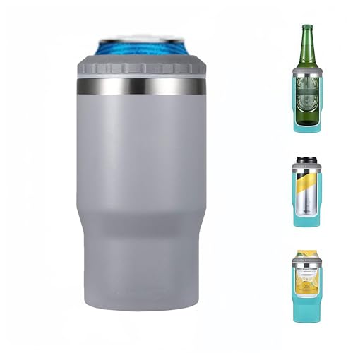 INIBULAM 4 in 1 ステンレス製ビール缶ホルダー、14oz二重断熱保冷保温缶クーラー (グレー)
