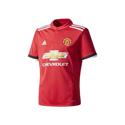 adidas MUFC H JSY Y Camiseta 1ª Equipación Manchester United 2017-2018, niños, Rojo (rojrea/Blanco/Negro), 140