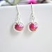 Red Rose Real Flowers Glass Ball 925 Sterling Silver Drop Earrings for Women Handmade