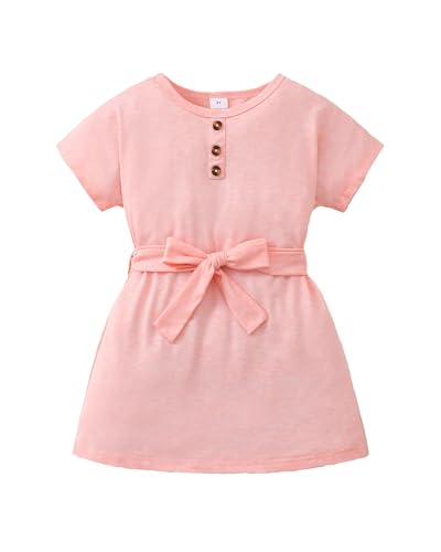 Toddler Girl Clothes Summer Short Sleeve Dress Shirt Little Boho Casual Ruffle Dressess Pink Swing Sundress 3T 4T Girl Clothes Outfits