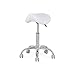 Stołek piękności na kółkach Okrągłe regulację regulowanej wysokości kompaktowy stołek obrotowy 360 ° stołek obrotowy z kółkami (Color : White)