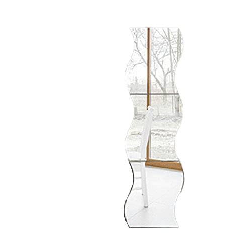 6 Pcs Art Moderne Argent Vague Miroir Autocollant Autocollant Papier Peint Autocollants pour La Maison Salon Salle De Bains Décor Très Pratique et Populaire