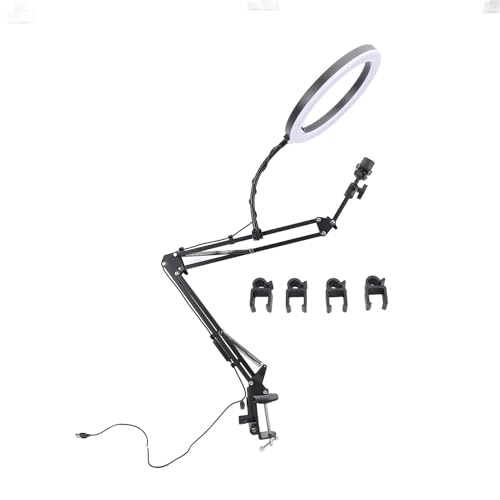 Anneau lumineux réglable et clip smartphone pour un éclairage sans ombre