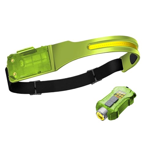 Lampada frontale a LED, fascio largo con sensore di movimento, impermeabile, torcia laterale, attrezzatura da campeggio all'aperto, luce di sicurezza per escursioni, luminosità regolabile, design