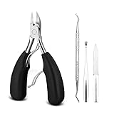 4 Stk Nagelzange: Nagelschere Fussnägel: Nagelfeilen Set Rostfreier Stahl Für Dicke Und Tiefe Eingewachsene Fußnägel und Fingernägel (Schwarz)