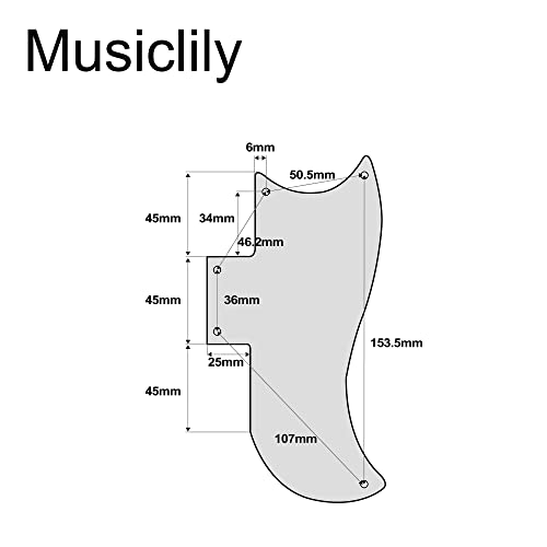 Musiclily Pro 5 Trous Small Half Face Guitare Pickguard Plaque de Protection pour Gibson américain SG, 3plis Noir - Les Beatles, Paul McCartney, John Lennon, RIngo Starr, George Harrison Musiclily Pro 5 Trous Small Half Face Guitare Pickguard Plaque de Protection pour Gibson américain SG, 3plis Noir – Image 3