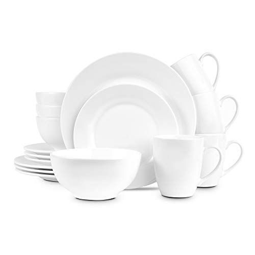 Stone lain Evermore Porcelain White Body Round Dinnerware Set, 16 Pieces Service