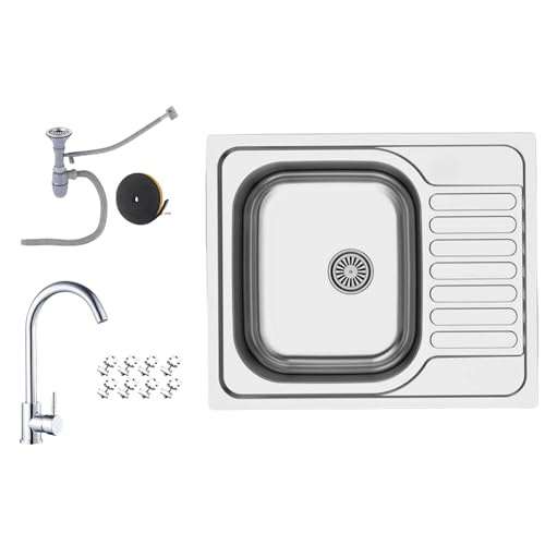 Faizee Möbel | Edelstahlspüle 60x50,5 cm – Hochwertige Einbauspüle,...