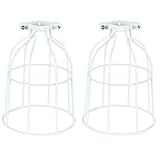 Vintage Industrial Metal Wire Cage, DIY Lamp Shade Replacement Accessories, Upgrade White, for...