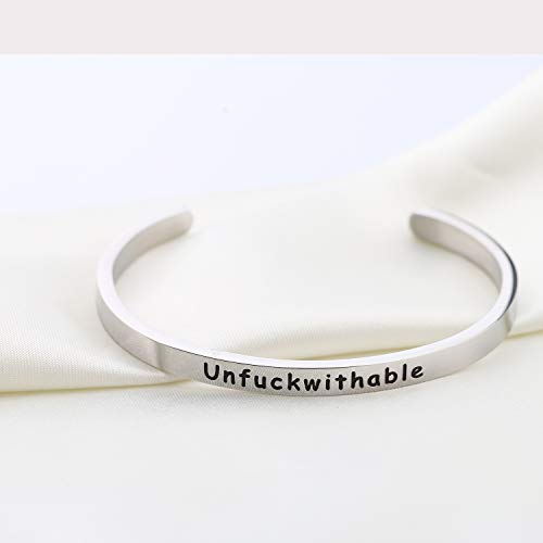 Myospark Hand Stamped Unfuckwithable Cuff Bangle Bracelet Inspirational Gift For Graduate Feminist (Unfuckwithable Cuff) #TOP2
