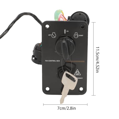 Image of 12V Main Switch Panel Single Engine Key Switch Panel Assembly for Outboard Yacht 704-82570-12-00 On-Off-Start Control Box Ignition Key Switch Panel 704-82570-11-00 704-82570-08-00