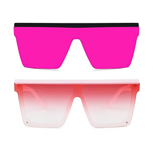 GIFIORE Retro Square Big Sunglasses Women Flat Top Mirrored Shades Siamese Lens