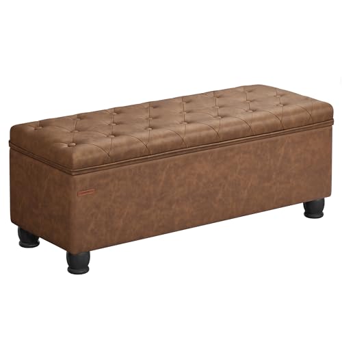 SONGMICS Storage Ottoman, Storage Bench, Tufted Entryway Bedroom Bench, 17.7 x 46.5 x 17.7 Inches,...