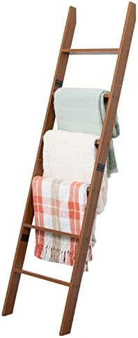 RELODECOR 6-Foot Wall Leaning Blanket Ladder, Laminate Snag Free Construction (Brown) Farmhouse Quilt Stand Home Decor, Decorative Blanket and Quilt Organizer for Livingroom and Bedroom