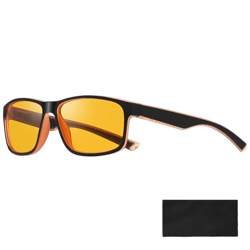 Retro Polarized Sunglasses for Men Women, Lightweight Square Shades for Driving Fishing with UV400 Eye Protection