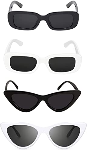 Image of IFLASH Rectangular Sunglasses Retro Fashion Shades for Men & Women (Pack of 4)